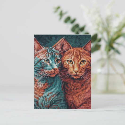 Twee katten briefkaart (Staand voorkant)