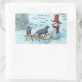 Twee katten en een Snowman Rechthoekige Sticker (Tas)