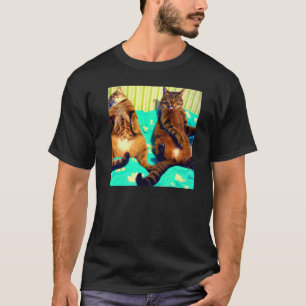 Twee katten humoristische miauw kitty portret katj t-shirt