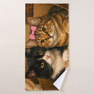 "Twee katten in een kartonnen doos – knuffel badha Badhanddoek