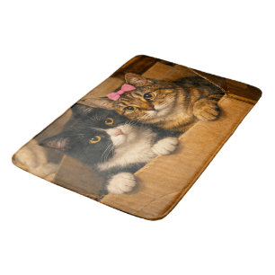 "Twee katten in een kartonnen doos – knusse badmat