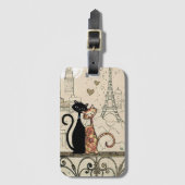 Twee katten in liefde bagagelabel (Voorkant (verticaal))