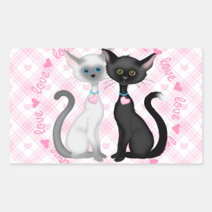 Twee katten in liefde rechthoekige sticker