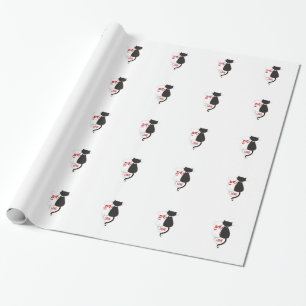 Twee katten in liefde, rood, zwart, hart cadeaupapier