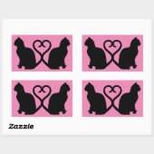 Twee Katten in Liefde Silhouet Rechthoek Stickers (Vel)