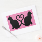 Twee Katten in Liefde Silhouet Rechthoek Stickers (Envelop)