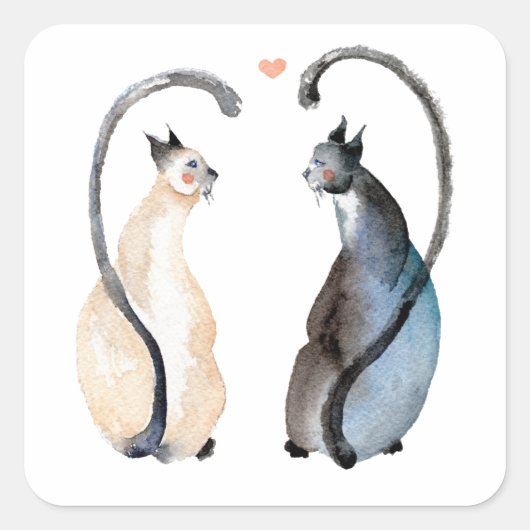 Twee katten in liefde vierkante sticker (Voorkant)