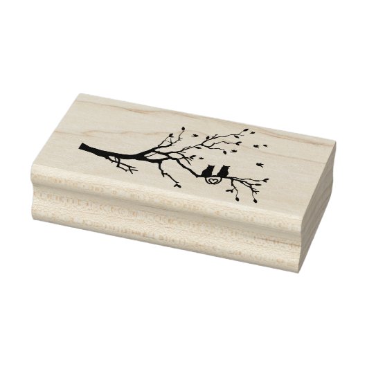Twee Katten in Liefdesboom Silhouet Rubberstempel (Stempel)