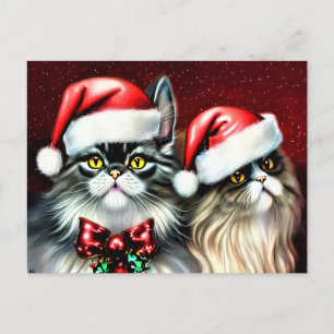 Twee katten in Santa Hat Briefkaart