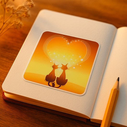 Twee katten in verliefde Stickers