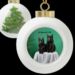 Twee katten keramische bal ornament