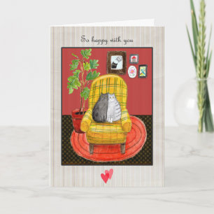 Twee katten knuffelen Kattenliefhebber jubileum Kaart