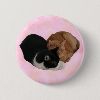 Twee Katten Maken Hart Knop Ronde Button 5,7 Cm
