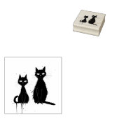 Twee Katten - Maple Wood Art Stamp Rubberstempel (Gestempeld)