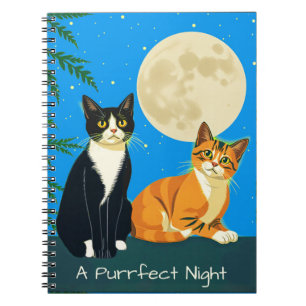 Twee katten onder de volle maan notitieboek