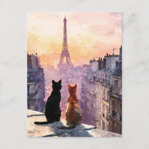Twee katten op een Parijs dak Briefkaart
