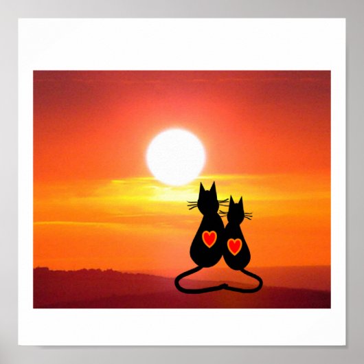 Twee katten op Sunset Art Print (Voorkant)