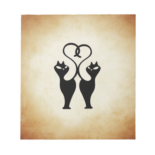 Twee katten silhouet notitieblok (Voorkant)