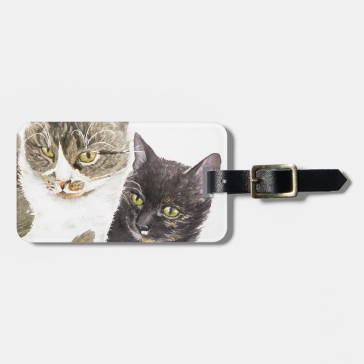 Twee katten - tabby en tortie bagagelabel (Voorkant horizontaal)