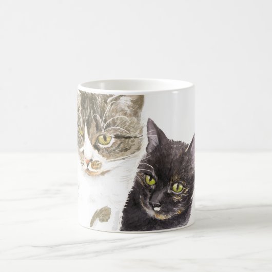 Twee katten - tabby en tortie koffiemok (Center)