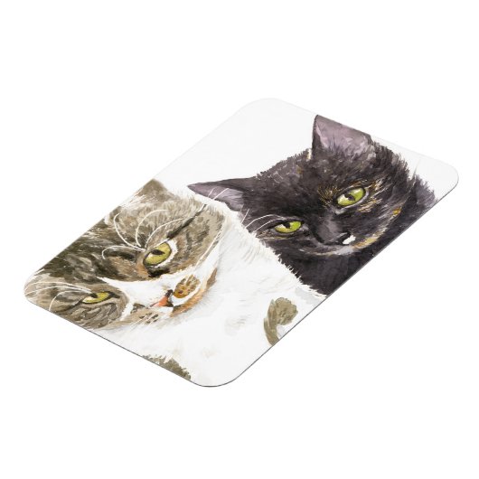 Twee katten - tabby en tortie magneet (Linkerzijde)