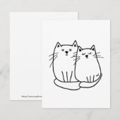 Twee katten Tekening Notitiekaartje (Voorkant / Achterkant)