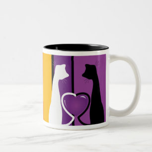 Twee katten tweekleurige koffiemok