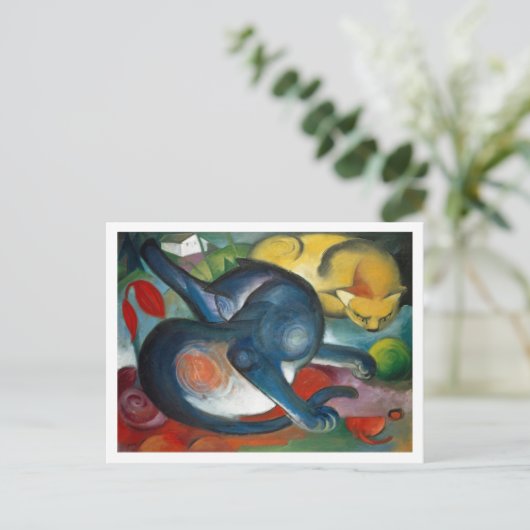 Twee katten van Franz Marc Briefkaart (Staand voorkant)