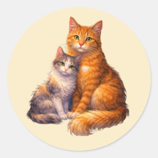 Twee kattenstickers ronde sticker