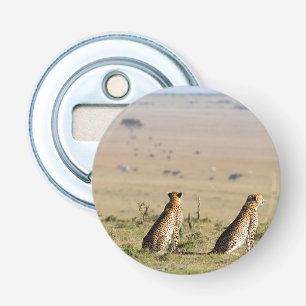 Twee kazen op de uitkijk button flesopener