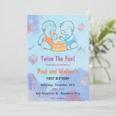 Twee keer de leuke uitnodiging voor een dubbel ver (Staand voorkant)