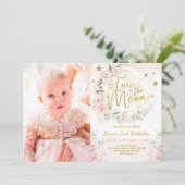 Twee keer de 'Moon Blush Pink Flowers' 2de 'Birthd Kaart (Staand voorkant)