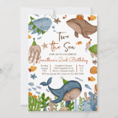 Twee keer de Zee Whale Shark Turtle 2e verjaardag Kaart (Voorkant)