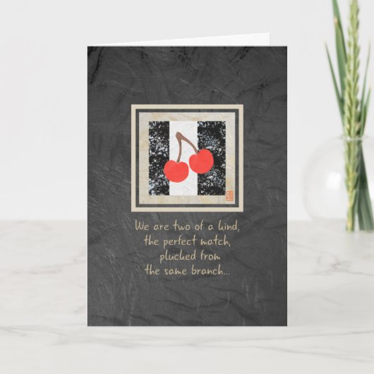 Twee kersen Perfect Match Jubileum Kaart (Voorkant)