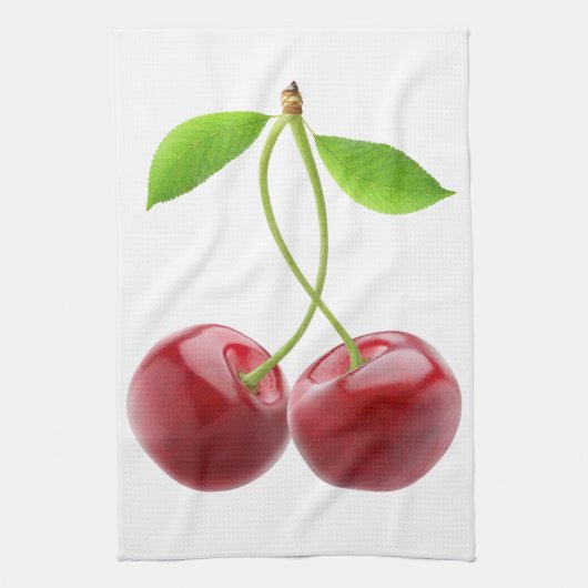 Twee kersen theedoek (Verticaal)
