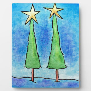Twee kerstbomen fotoplaat