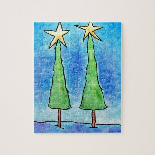 Twee kerstbomen legpuzzel (Verticaal)