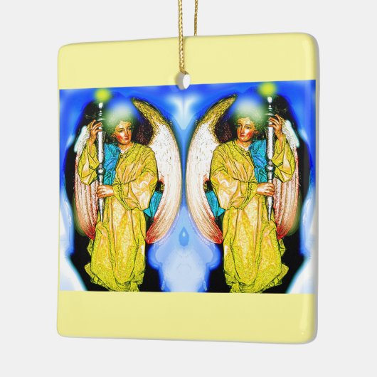 Twee kerstengelen keramisch ornament (Links)