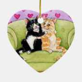 Twee kerstfeest- of Valentijn-versieringen Keramisch Ornament (Achterkant)