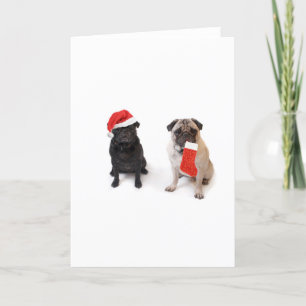 Twee kerstpugs feestdagen kaart