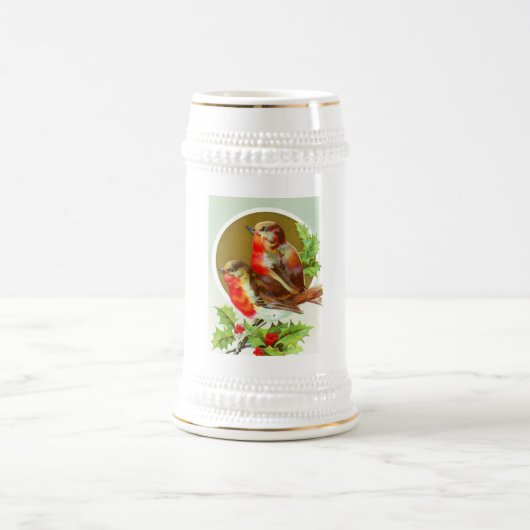 Twee kerstrobins bierpul (Center)