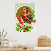 Twee kerstrobins poster (Keuken)