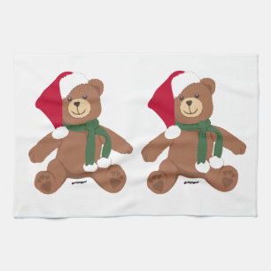 Twee kerstteeddy Bears Theedoek