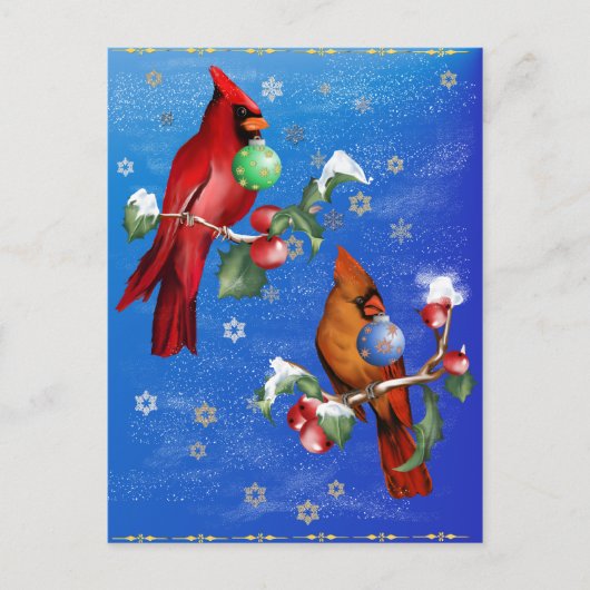 Twee kerstvogels Briefkaart (Voorkant)