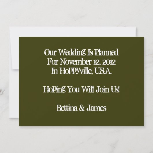 Twee kikkers: Save the date: Huwelijk: Kunst Save The Date (Achterkant)