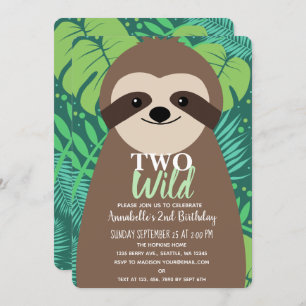 Twee Kinder Wilde Cute Sloth Tweede verjaardag Kaart