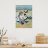 Twee kinderen die op  olieverf spelen poster (Keuken)