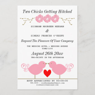 Twee kippen die gehitte lesbiennes krijgen kaart