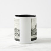 Twee kitten op pianokaart (B&W) Mok (Midden)