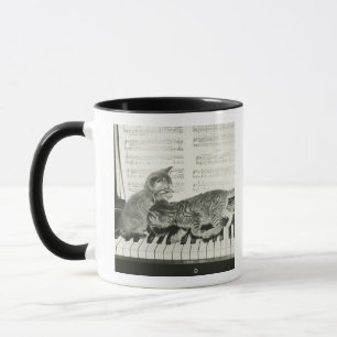Twee kitten op pianokaart (B&W) Mok